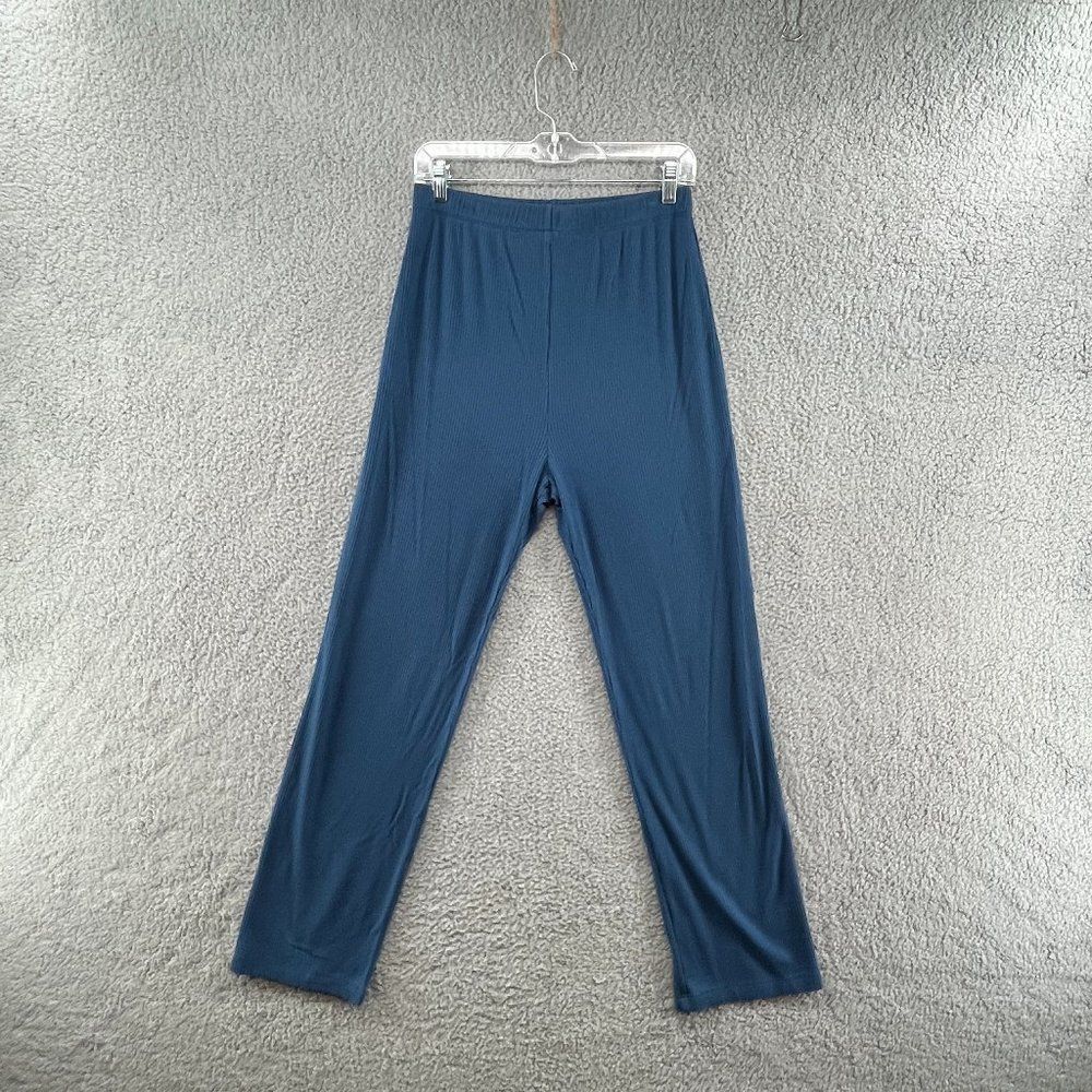 REFORMATION Hailey Ocean Blue Ribbed High Waisted Lounge Pants Size Large